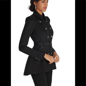 White House Black Market Black Short Trench Coat XXS